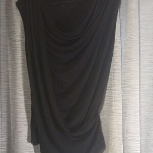 Elegant Black Draped Cowl Top